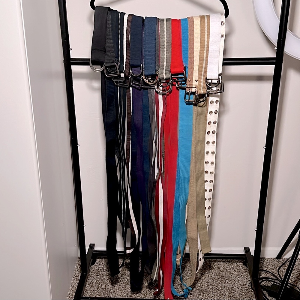 21 Assorted Double Ring Belts + One Classic White Belt With Notches